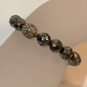 Juicy Graphite and crystal ball stretchy bracelet